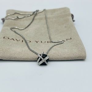 David Yurman Cable Wrap Black Onyx & Diamonds Necklace 16"-17"